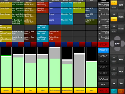 Layout padro do touchAble, com o mdulo Clips acima e o Mixer abaixo (Divulgao)